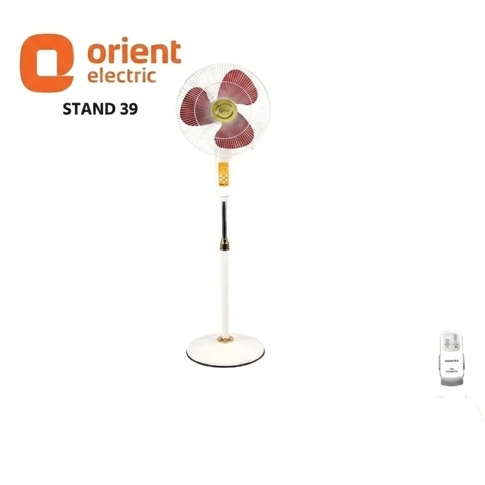 Orient Stand 39 16-Inch (400mm) Remote-Controlled Pedestal Fan | Energy-Efficient 58W High-Airflow 5040 CFM Aluminum 3-Blade Stand Fan with Telescopic Height & 4 Speed Modes | Stand 39
