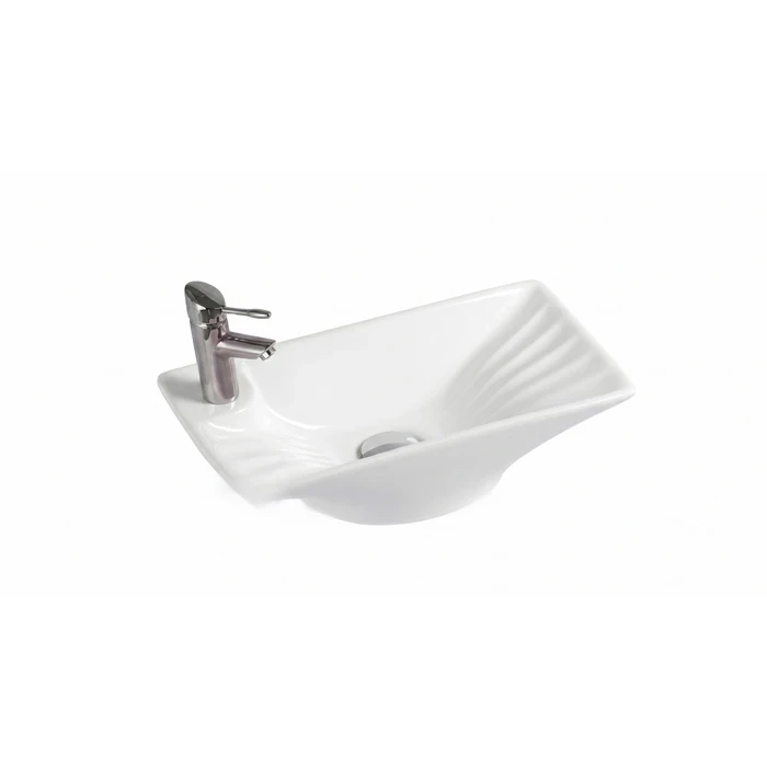 Toyo White Wall Hung Basin 16.3" x 8.7" | Luxury Ultra Compact Cloakroom Wash Basin | Premium Vitreous China Ceramic Space Saving Bathroom Sink | 415x220x115mm | TOYO-24311