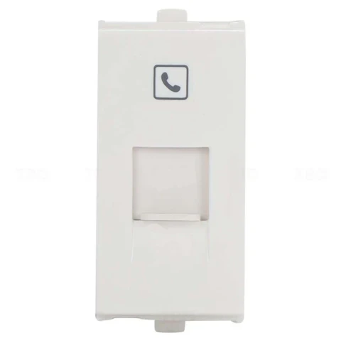 Anchor Penta Modular 1-Module (1M) RJ11 Single Telephone Jack with Shutter | Dust-Proof In-Wall Intercom & Landline Voice Socket | 65610 (White) & 65610B (Black)