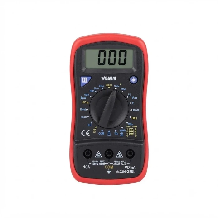 BAUM Digital Multimeter with Large LCD Display & Protective Holster | High-Precision AC/DC Voltage, 10A Current & Resistance Tester | Model ART 394