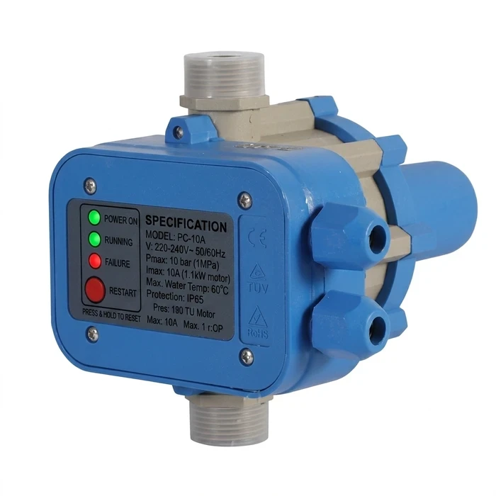 Shiva Automatic Pump Controller Series | Smart Electronic Pressure & Flow Switch with Built-In Dry-Run Protection, Check Valve & IP65 Weatherproof Housing