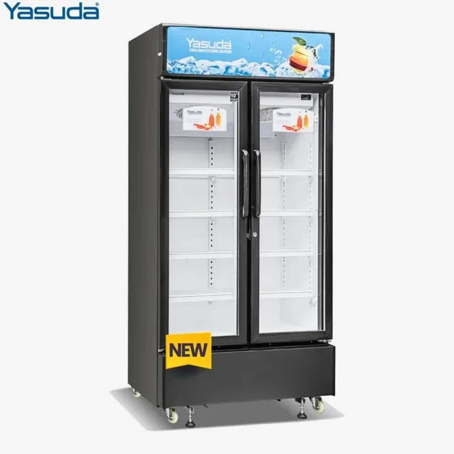 Yasuda 600L Upright Commercial Showcase Chiller | 8 Adjustable Wire Shelves & Digital Temperature Display | Tropical Compressor with Super-Fast Cooling & LED Lamp | YS-CF600SC