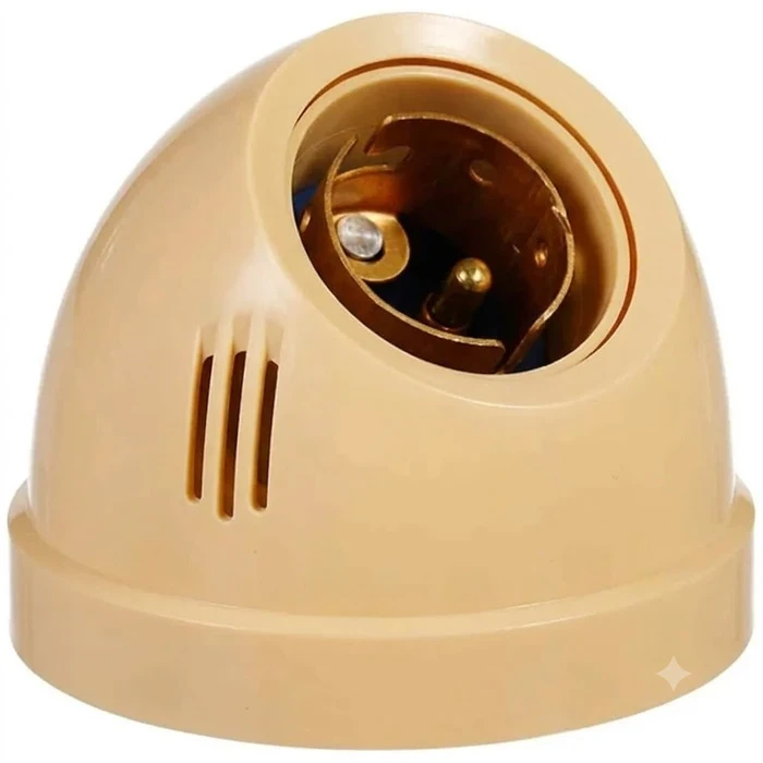 Anchor by Panasonic 6A 240V Fancy Type B22 Angle Lamp Holder | Polycarbonate Directional Wall Mount Bulb Socket in Ivory Finish | 50971