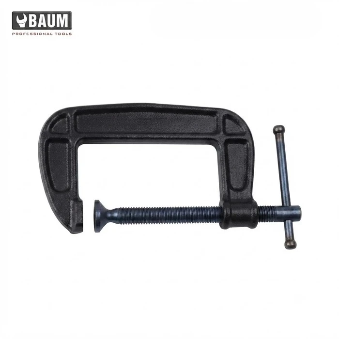 BAUM Heavy-Duty Drop-Forged EN8 Steel G-Clamp | Hardened & Tempered Frame with Anti-Splatter Black Phosphate Finish | Model ART 209 (Sizes 2" to 12")