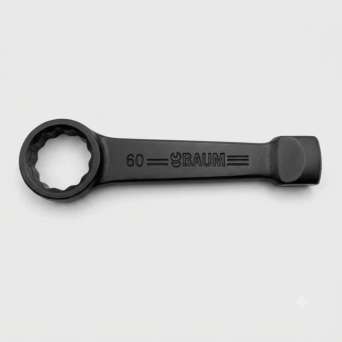 Baum Chrome Vanadium Steel Hardened & Tempered Black Phosphated Industrial Heavy Duty Striking Slogging Ring End Wrench Spanner Art-66B