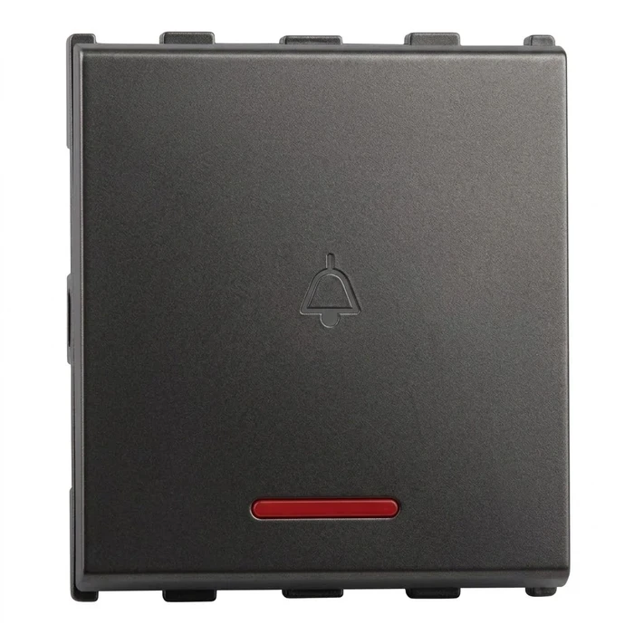 Anchor Roma Urban 2-Module (2M) 10A Bell Push Switch with Indicator | ISI-Certified 240V Momentary Wide Rocker Doorbell Switch | 66233GB (Graphite Black)