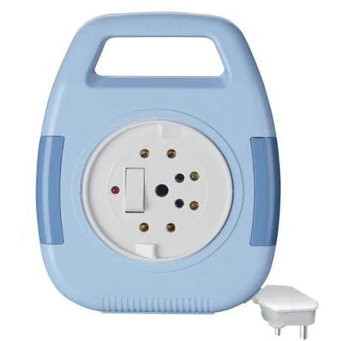 Anchor Cherry Flexicord 4M 3-Pin 3-Socket Retractable Extension Cord Reel | 6A 250V ISI-Approved Cable with Switch & Indicator | 5220G