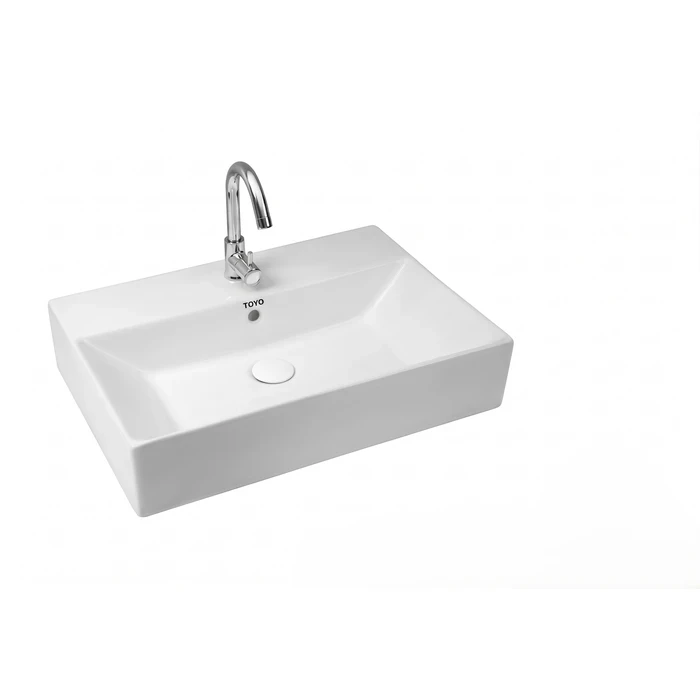 Toyo White Counter Top Basin 23.6" x 16.5" | Luxury Large Rectangular Table Top Wash Basin | Premium Vitreous China Ceramic Bathroom Vanity Sink | 600x420x130mm | TOYO-24181