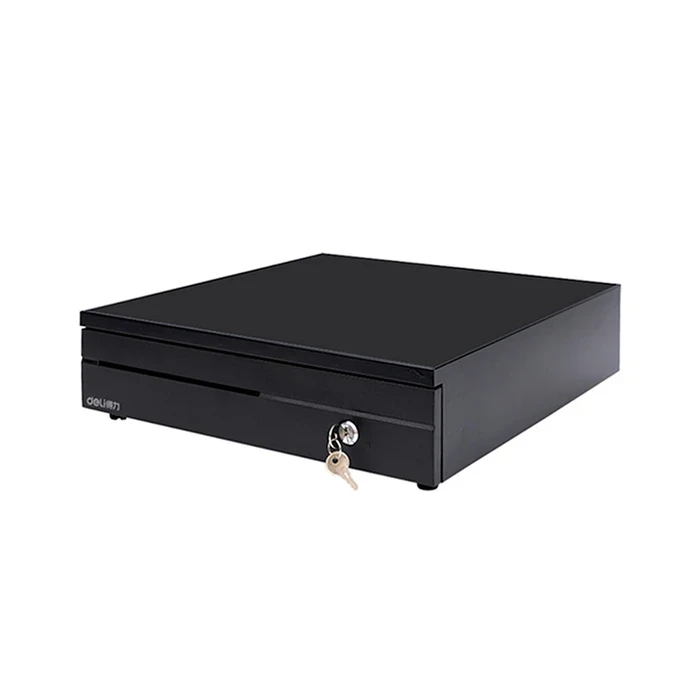 Deli Heavy-Duty Steel Electric Cash Drawer | 12V/24V Dual-Voltage RJ11 POS Interface | 3-Position Security Lock | DL-405