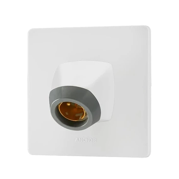 Anchor General Accessories 6A Modular Type Directional Angle B22 Lamp Holder | Surface Wall Mount Light Base in White Polycarbonate | 39935