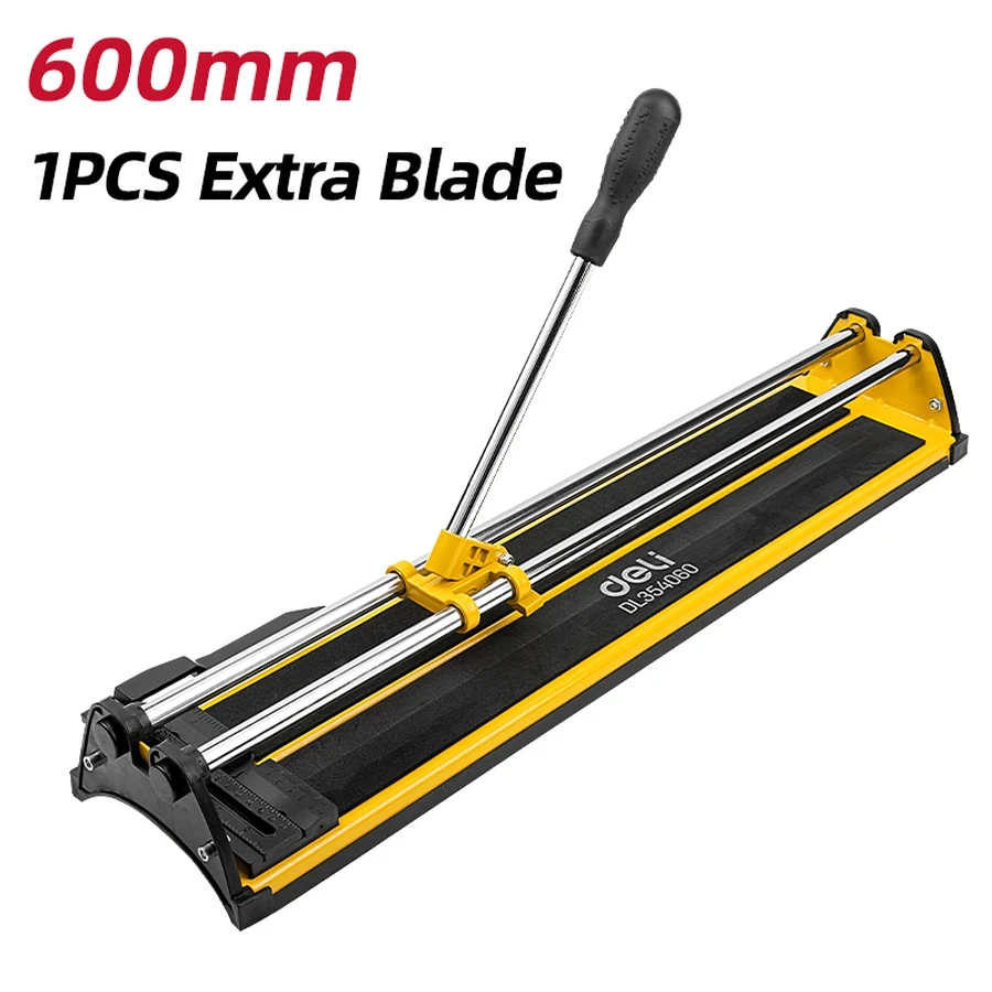 Deli 600mm Professional Manual Tile Cutter | Heavy-Duty 12mm Capacity Ceramic & Porcelain Tile Scorer with YG6X Carbide Wheel & Solid Base | EDL354060 (Yellow/Black)