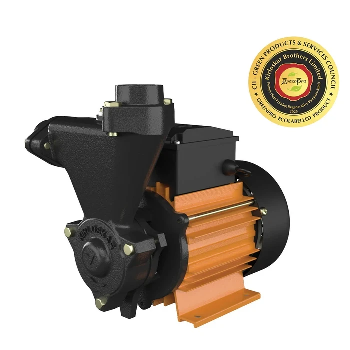 Kirloskar Anisa-I 1.0 HP (0.75 kW) Single-Phase Self-Priming Monoblock Water Pump | 160-260V Wide Voltage with Brass Impeller & Cast Iron Casing