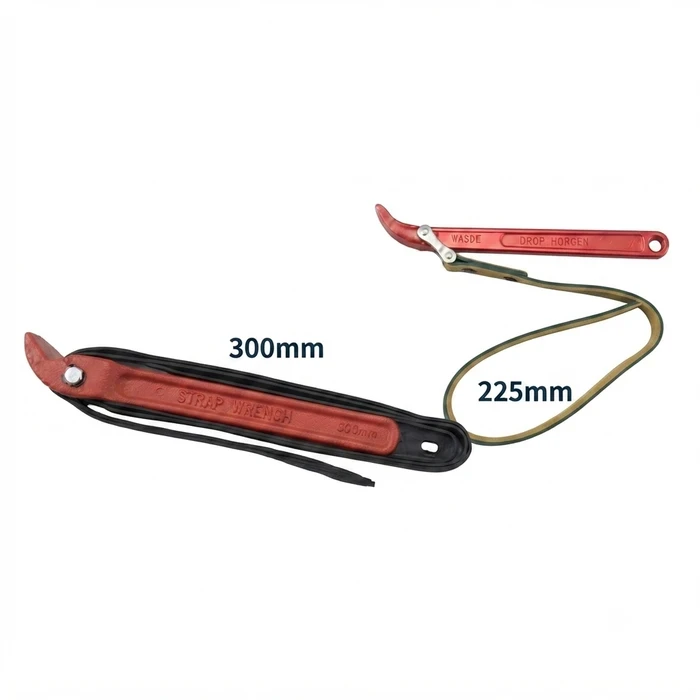 BAUM Heavy-Duty Chrome Vanadium Belt Style Strap Filter Wrench | Matt Double Chrome Plated Knurled Handle | Model ART 257D (Sizes 225mm & 300mm)