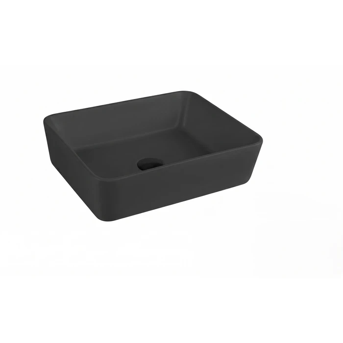 Toyo Black Matt Counter Top Basin 19" x 14.75" | Luxury Rectangular Table Top Wash Basin | Premium Vitreous China Ceramic Bathroom Vanity Sink | 485x375x135mm | TOYO-24123