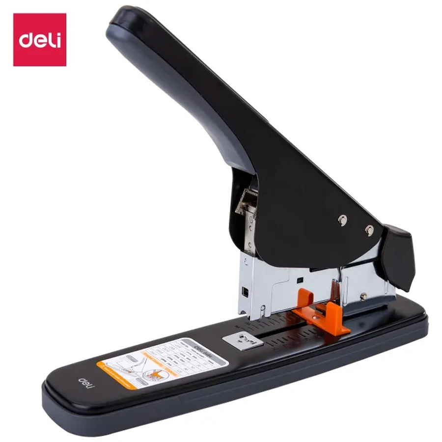 Deli 120-Sheet Heavy-Duty Desktop Stapler | Easy Back Loading, Soft-Touch TPE Grip & Low-Staple Indicator Light | E0484