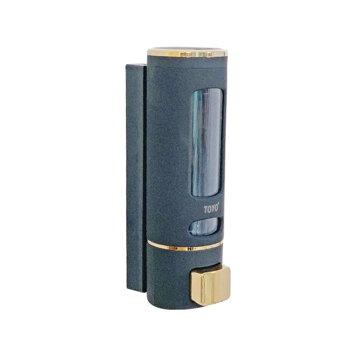 TOYO 400ml Compact Manual Soap Dispenser | 1ml Precision Drop Control Anti-Drip Pump | Space-Saving Wall-Mount Premium Black & Gold Finish | TOYO-1615