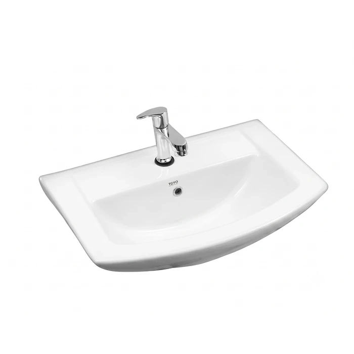 Toyo White Wall Hung Basin 17.5" x 13" | Luxury Compact Wall Mounted Wash Basin | Premium Vitreous China Ceramic Space Saving Bathroom Sink | 445x325x160mm | TOYO-24310