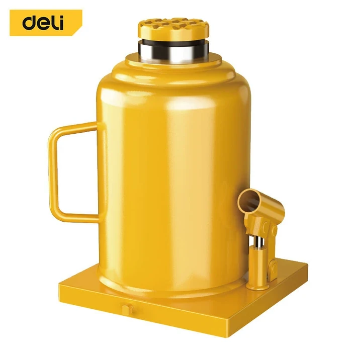 Deli Tools 50-Ton Hydraulic Bottle Jack | Ultra-Heavy-Duty Welded Steel Industrial Lift with Wide Base | EDQ71050