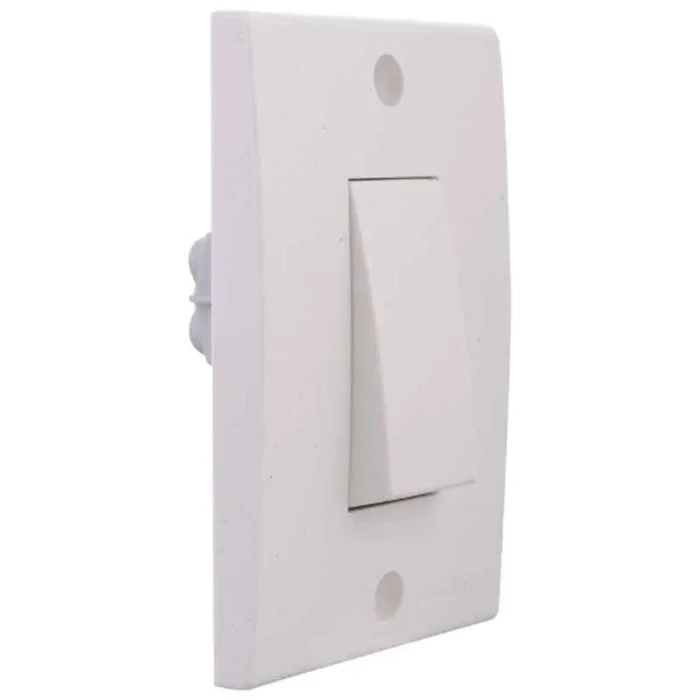 Anchor Penta PC 20A 1-Way Heavy-Duty Electrical Switch 240V | Spark-Shield & IP20 Concealed-Terminal Polycarbonate AC/Geyser Switch (White) | 14401