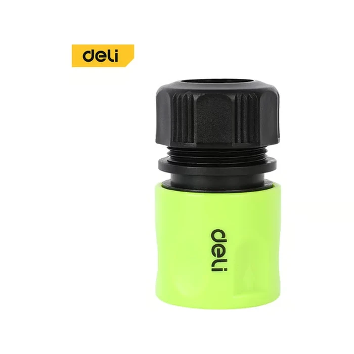 Deli 1/2" Professional Quick-Connect Garden Hose Connector | Heavy-Duty ABS Plastic Water Coupling with Integrated Automatic STOP Valve Function | EDL8793