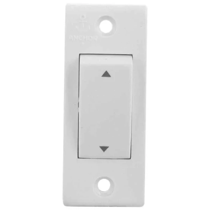 Anchor Penta PC Cherry 6A 1-Way Electrical Switch 240V | Heavy-Duty Urea Back Piece, Spark-Shield & IP20 Concealed-Terminal Polycarbonate Wall Switch (White) | 14126