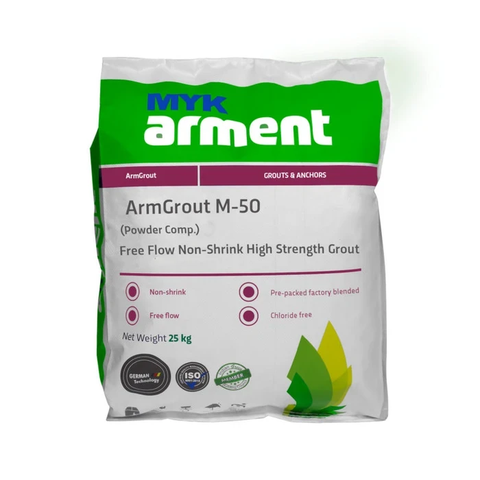 ArmGrout M-50 Professional Free-Flow Non-Shrink Expansive Cementitious Grout | High-Strength 50 N/mm² Turbine & Generator Precision Anchoring Compound | 25kg