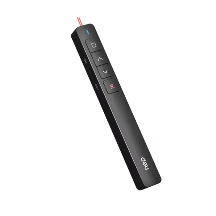 Deli Wireless Presentation Remote Clicker | 100M Long-Range Red Laser Pointer | USB-A Receiver & Plug-and-Play | ES001