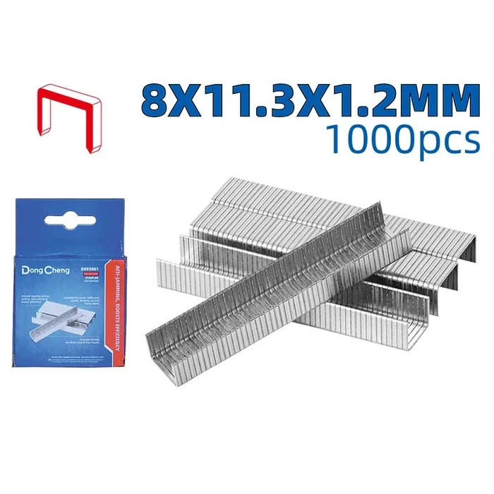 Dongcheng 8x11.3x1.2mm Heavy Duty Staple Pins (1000 Pcs/Box) | Reinforced 1.2mm Heavy Wire Chisel Point Tacker Staples for D093600 & Woodworking Upholstery | DG Seriesv