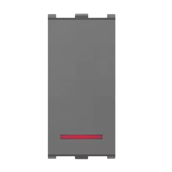 Panasonic Europa 10AX 1-Module 1-Way Switch with Pilot Indicator | Architectural Modular Wall Switch in Graphite Black | WIPM5111GB