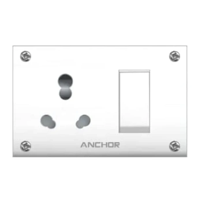 Anchor Penta Urea Deluxe 20A & 10A Switch & Socket Combined Unit 240V with Urea Back Piece | Heavy-Duty 4-Fixing Wall Power Station | White (39998) & Ivory (50969)