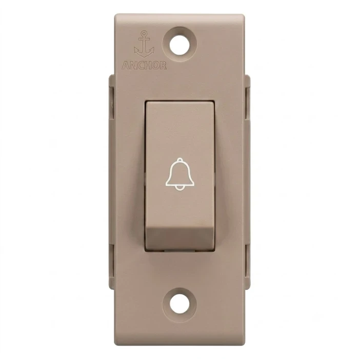 Anchor Penta Urea 6A 1-Way Bell Push Switch 240V | ISI-Certified Flame-Retardant Thermoset Door Chime Trigger (Ivory) | 50075