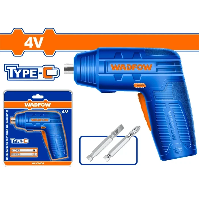Wadfow 4V Professional Cordless Screwdriver | Compact 1/4" Hex Shank 4Nm Power Driver Tool with 240rpm, Integrated LED Light & Type-C USB Port | WCV4404