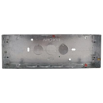 Anchor 8 or 9 Module (8M/9M) Horizontal Concealed Galvanised Metal Box 79x230x52 mm | 120 GSM Anti-Rust GI In-Wall Switchboard Flush Enclosure | 30453